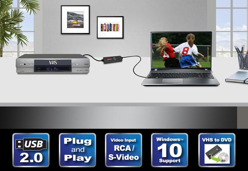 Imagem de Conversor VHS para DVD c/ Software Fácil - USB 2.0, Edição e Salva em Arquivos Digitais - Win7/8/10