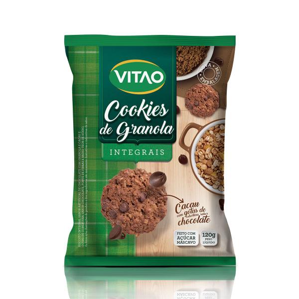 Cookie de Granola com Cacau e Gotas display com 8 un. de 120g - Vitao Imagem de Cookie de Granola com Cacau e Gotas display com 8 un. de 120g - Vitao