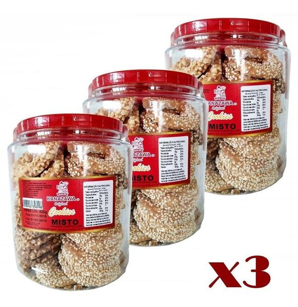 Cookie Misto Amend/gergelim Pote 420g Kanazawa - (Kit com 3) Imagem de Cookie Misto Amend/gergelim Pote 420g Kanazawa - (Kit com 3)