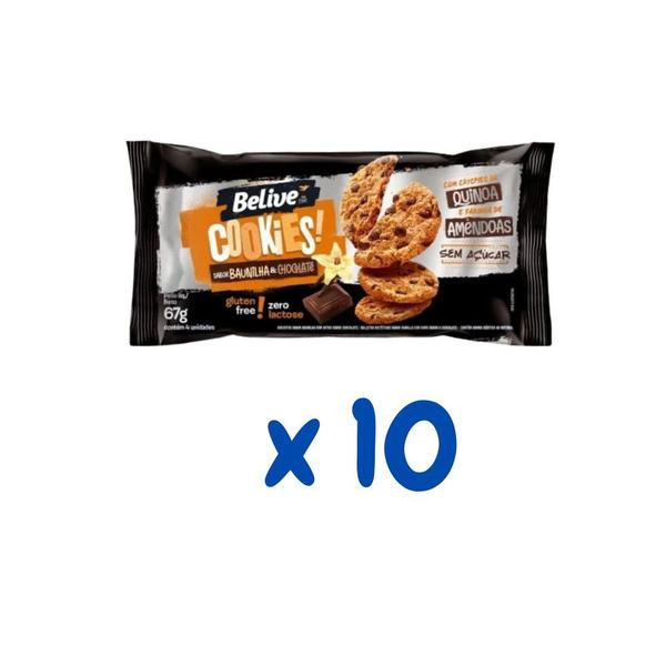 Imagem de Cookies Baunilha e Chocolate Sem Açúcar Belive - Caixa com 10 unidades de 80g cada