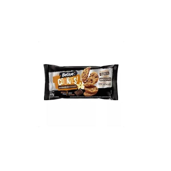 Cookies Belive Zero Lactose, Açúcar e Glúten Baunilha com Chocolate 67g un Imagem de Cookies Belive Zero Lactose, Açúcar e Glúten Baunilha com Chocolate 67g un