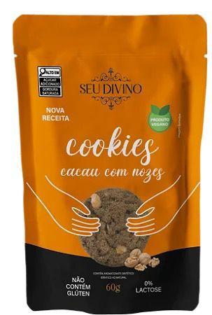 Imagem de Cookies Cacau com Nozes Sem Glúten Sem Leite Sem Ovo Zero Lactose Seu Divino 60 g