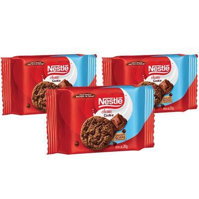 Imagem de Cookies Classic Chocolate Nestlé 60g - 3 pacotes de 20g cada