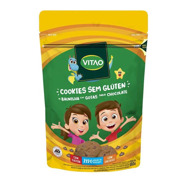 Imagem de Cookies De Baunilha Com Gotas De Chocolate Sem Açúcar 10 Unidades 80g Cada Vitao