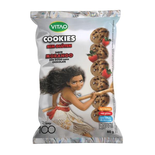 Imagem de Cookies Sem Glúten, Açúcar e Vegano Disney Morango com Gotas Chocolate Vitao 60g