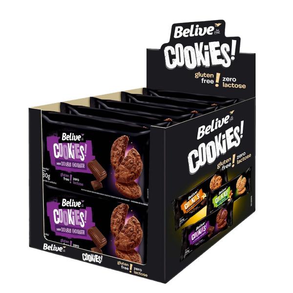 Cookies Sem Glúten Zero Double Chocolate com 10 unidades de 80g - Belive Imagem de Cookies Sem Glúten Zero Double Chocolate com 10 unidades de 80g - Belive