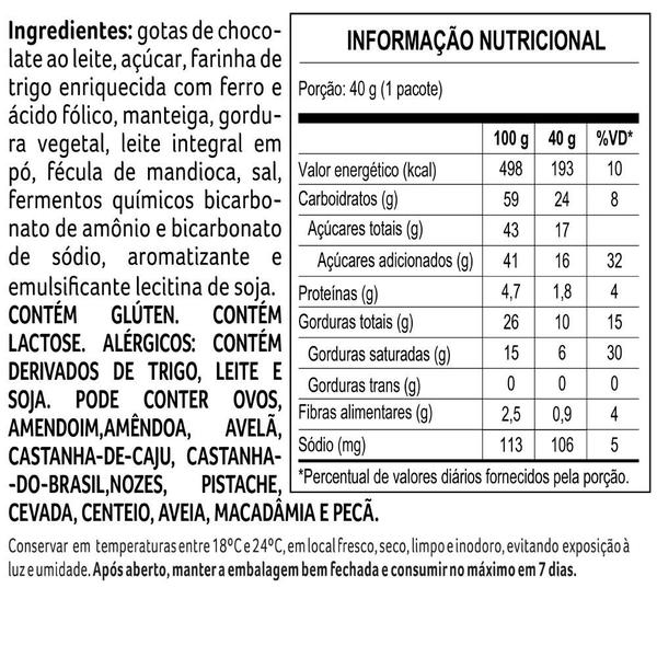 Cookies Tradicional Gotas ao Leite 40g Cacau Show Imagem de Cookies Tradicional Gotas ao Leite 40g Cacau Show
