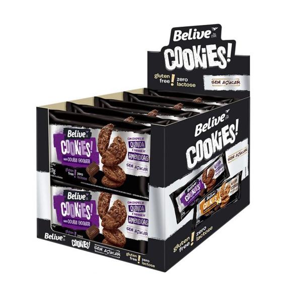 Imagem de Cookies Zero Açúcar sabor Double Chocolate Display 10 un de 67g - Belive