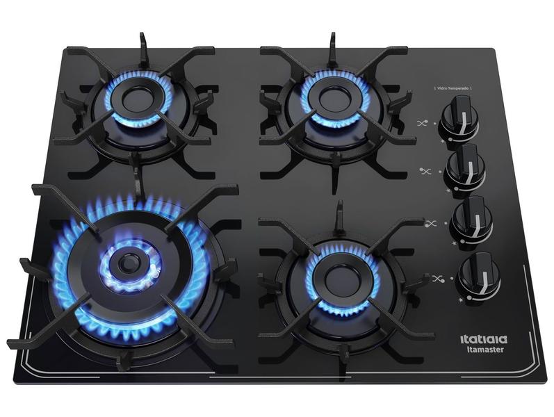 Cooktop 4 Bocas a Gás GLP Itatiaia Preto Itamaster Trempe Ferro Fundido Cooktop 4 Bocas a Gás GLP Itatiaia Preto Itamaster Trempe Ferro Fundido