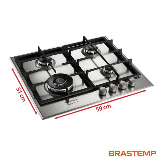 Imagem de Cooktop 4 Bocas Brastemp Gourmand Inox com Duplachama e Trempe com Ferro Fundido - BDK60DR