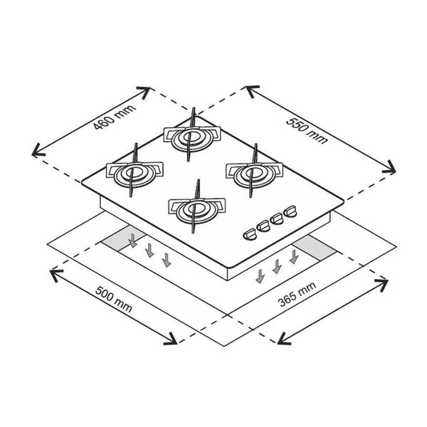 Imagem de Cooktop 4 Bocas Chamalux Mesa De Vidro