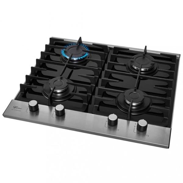 Cooktop 4 Bocas Fischer Vidro Temperado Platinium Imagem de Cooktop 4 Bocas Fischer Vidro Temperado Platinium