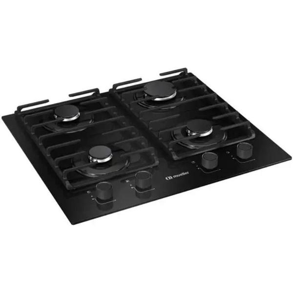 Imagem de Cooktop 4 Bocas Gás Mesa de Vidro Preto Bivolt Mueller