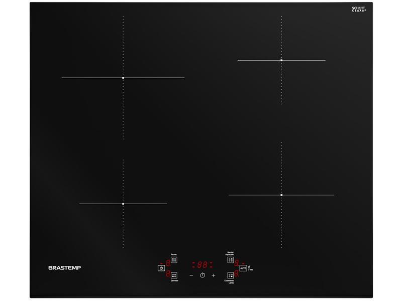Cooktop 4 Bocas Indução Brastemp Vitrocerâmico - Touch com Timer Preto Acendimento Automát... Cooktop 4 Bocas Indução Brastemp Vitrocerâmico - Touch com Timer Preto Acendimento Automát...