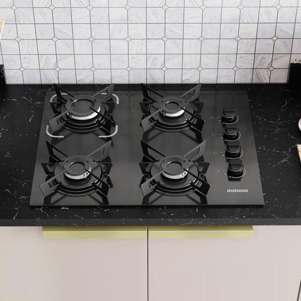 Imagem de Cooktop 4 Bocas Itatiaia Electra a Gás com Acendimento Automático Preto 127V/220V