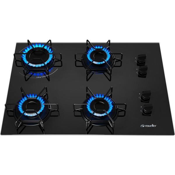 Imagem de Cooktop 4 Bocas Mueller com Queimador Ultra Chama Preto