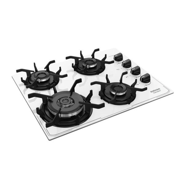 Imagem de Cooktop 4 Bocas Tripla Chama Branco a Gás em Aço Inox e Trempes em Ferro Fundido Itamaster Bivolt Itatiaia