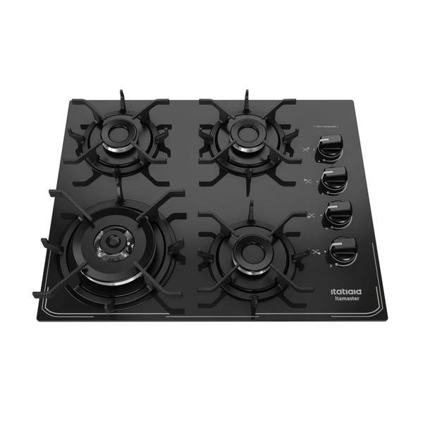 Imagem de Cooktop 4 Bocas Tripla Chama Preto a Gás em Aço Inox e Trempes em Ferro Fundido Itamaster Bivolt Itatiaia