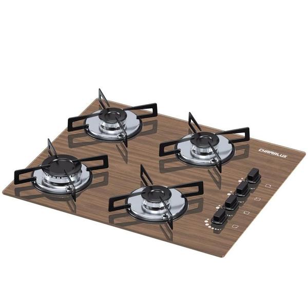 Cooktop 4 Bocas Ultra Chama Marmore Bivolt Amadeirado Escuro Chamalux Imagem de Cooktop 4 Bocas Ultra Chama Marmore Bivolt Amadeirado Escuro Chamalux