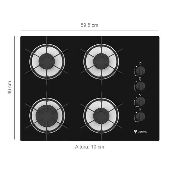 Imagem de Cooktop 4 Bocas Venax Arena Preto/Branco Gas Glp