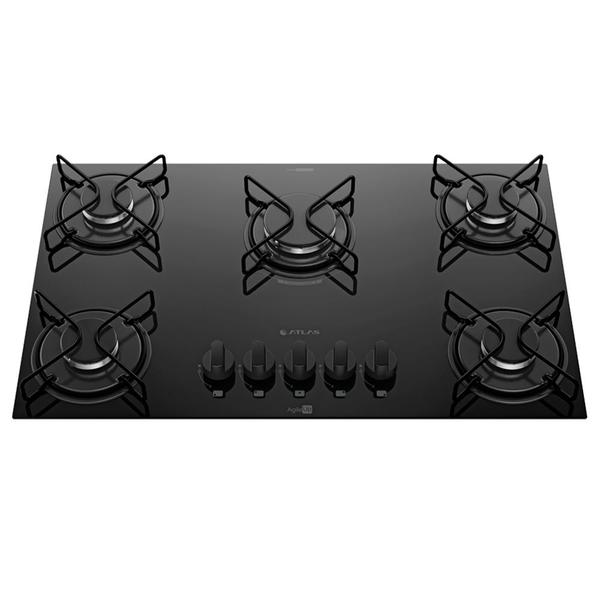 Cooktop 5 Bocas a Gás Atlas Agile Up com Mesa de Vidro e Queimador Mega Chama Preto Bivolt Cooktop 5 Bocas a Gás Atlas Agile Up com Mesa de Vidro e Queimador Mega Chama Preto Bivolt