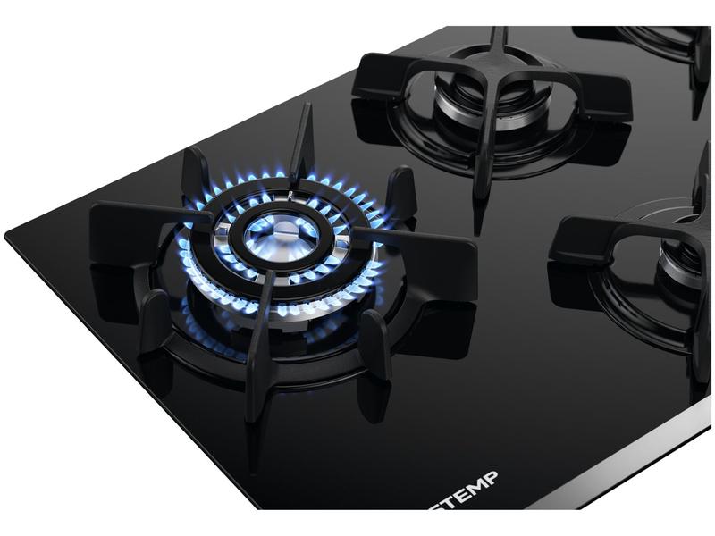 Imagem de Cooktop 5 Bocas a Gás GLP Brastemp Quadrichama Black Inox Eclipse Collection BDD86AP