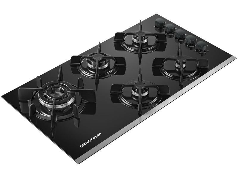 Imagem de Cooktop 5 Bocas a Gás GLP Brastemp Quadrichama Black Inox Eclipse Collection BDD86AP