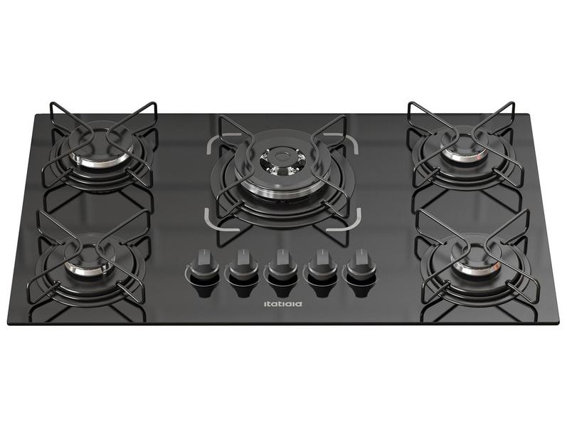 Cooktop 5 Bocas a Gás GLP Itatiaia Tripla Chama Preto Essencial Cooktop 5 Bocas a Gás GLP Itatiaia Tripla Chama Preto Essencial