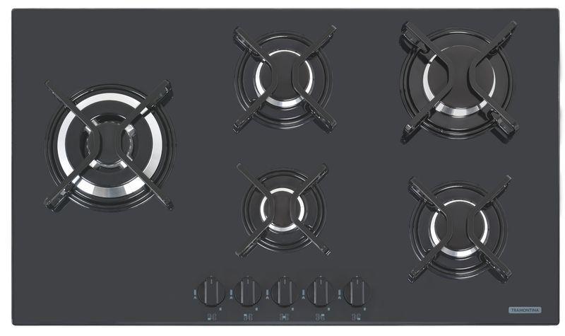 Imagem de Cooktop 5 Bocas a Gás Vidro Temperado Preto Penta Side Plus Tramontina 94709/301