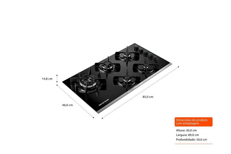 Imagem de Cooktop 5 Bocas Brastemp Eclipse Collection com Quadrichama - BDD86AP