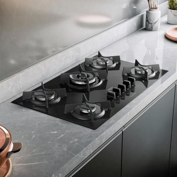 Imagem de Cooktop 5 Bocas Com Mega E Tripla Chama Turbo Glass Dako