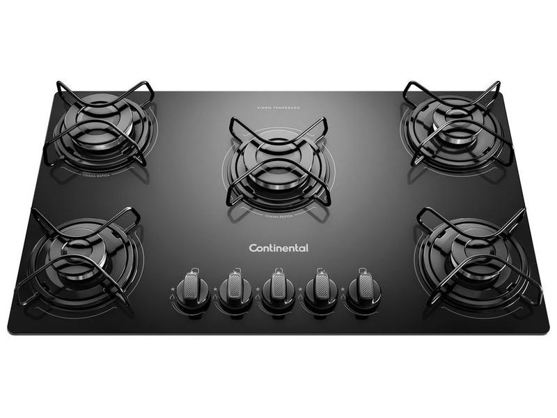 Cooktop 5 Bocas Continental a Gás GLP Preto - KC5GP Cooktop 5 Bocas Continental a Gás GLP Preto - KC5GP