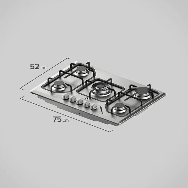 Imagem de Cooktop 5 Bocas Electrolux A Gás Inox Tripla (Gt75X) -Bivolt