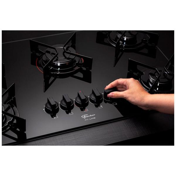 Imagem de Cooktop 5 Bocas Fischer 5Q Fit Line Gás Preto Bivolt