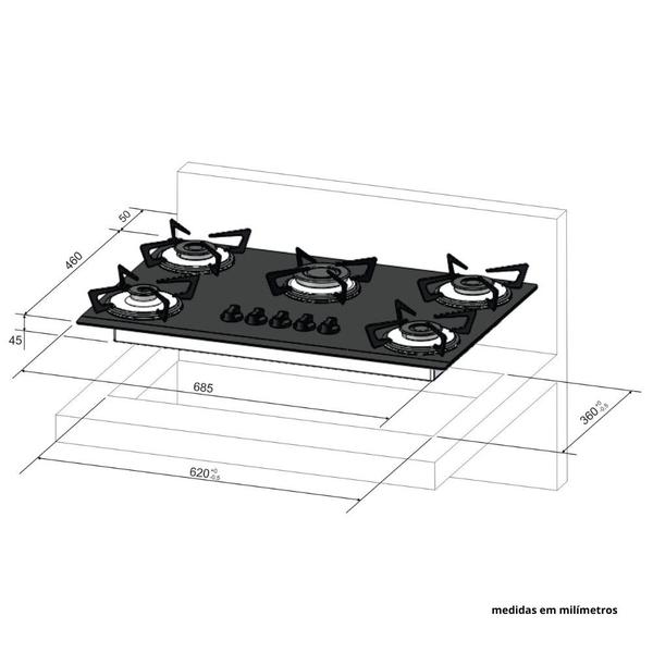 Imagem de Cooktop 5 Bocas Fischer Acendimento automático