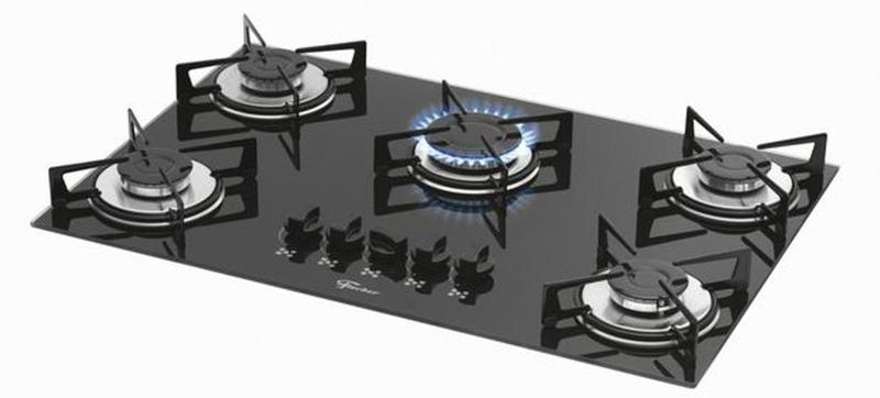 Imagem de Cooktop 5 Bocas Fischer Preto a Gás GLP - 1642 Bi-Volt