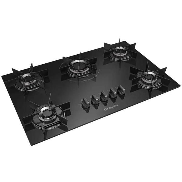 Imagem de Cooktop 5 Bocas Gás Mesa de Vidro Bivolt Preto Mueller