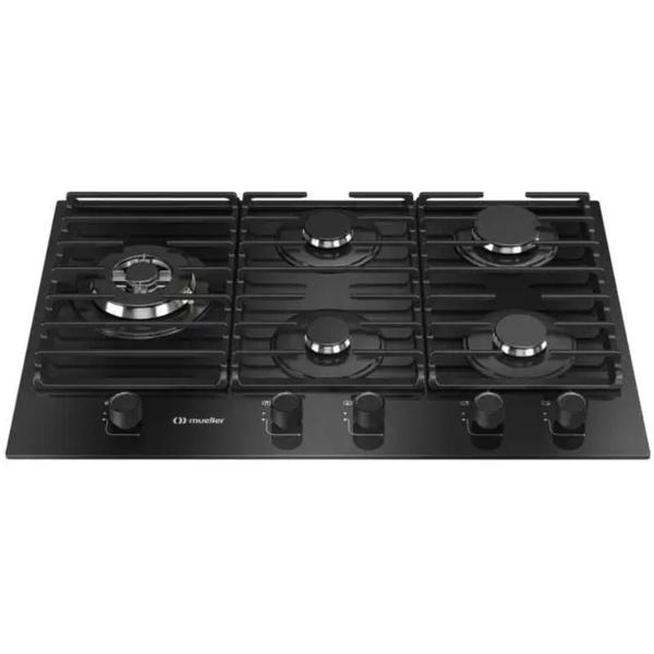 Imagem de Cooktop 5 Bocas Gás Mesa de Vidro Tripla Chama MCG5BM Bivolt Mueller