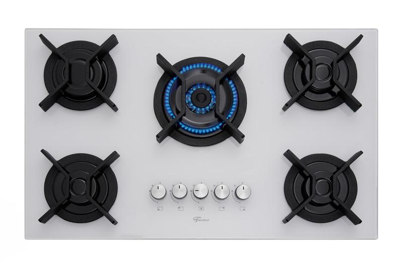 Imagem de Cooktop 5 Bocas Gás Mesa Vidro Tripla Chama Infinity Bivolt Fischer