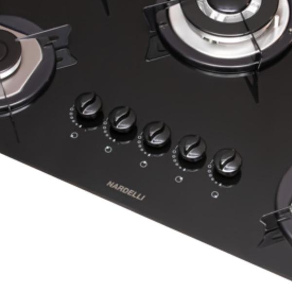 Imagem de Cooktop 5 Bocas Grades de Aço Esmaltado Nardelli Preto/Inox Bivolt