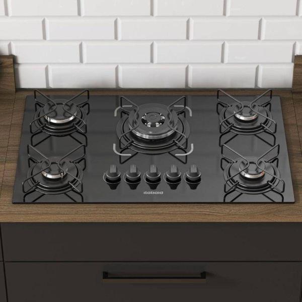 Imagem de Cooktop 5 Bocas Itatiaia Essencial Vidro Temperado Gás Tripla Chama 5Q Preto Bivolt - 3700000194