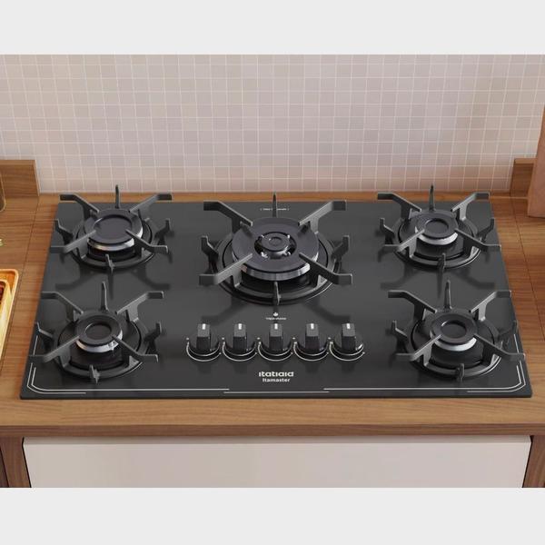 Imagem de Cooktop 5 Bocas Itatiaia Itamaster Tripla Chama Em Vidro Temperado