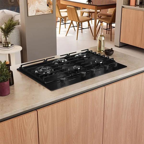 Imagem de Cooktop 5 Bocas Mueller Tripla MCG5BM Mesa De Vidro Preto Bivolt