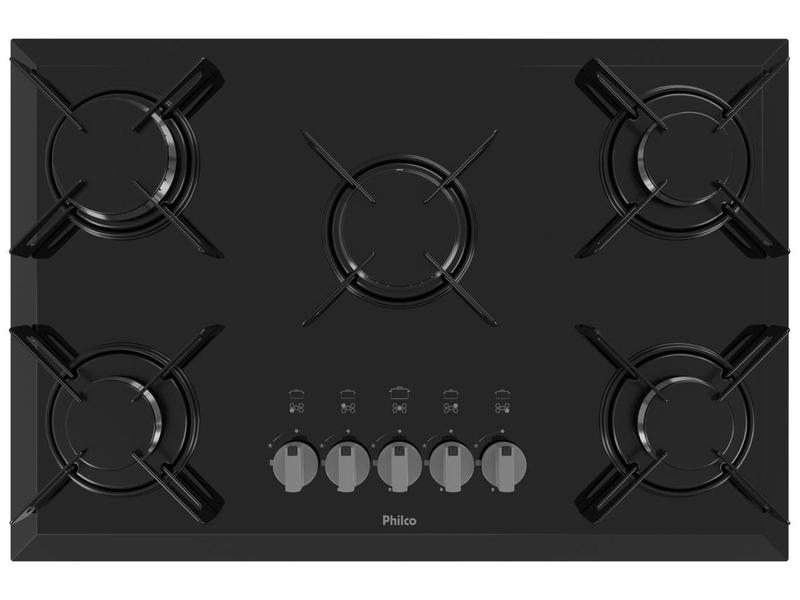 Cooktop 5 Bocas Philco a Gás Preto Cook Chef 5