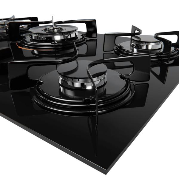 Imagem de Cooktop 5 Bocas Preto Mesa de Vidro e Tripla Chama Bivolt