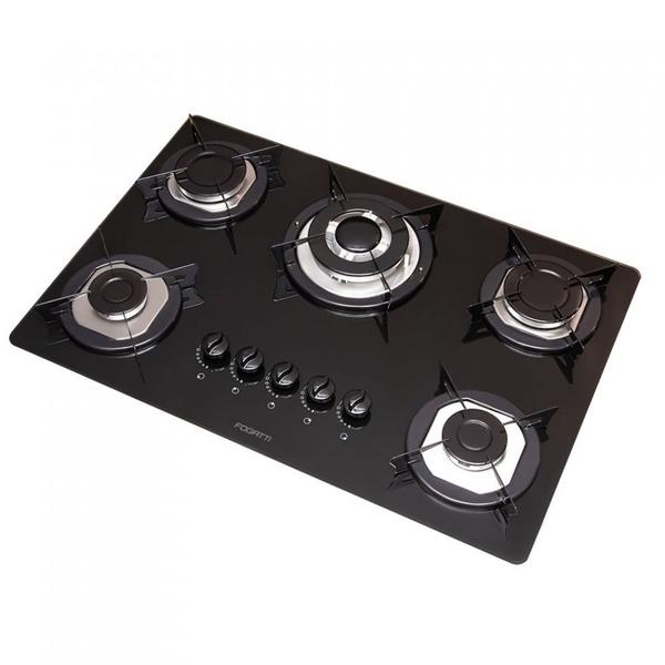 Imagem de Cooktop 5 Bocas Tripla Chama Mesa de Vidro 6mm Fogatti