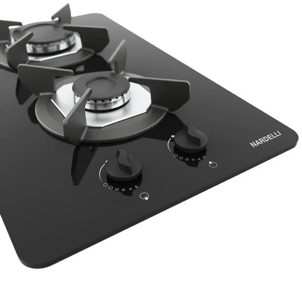 Imagem de Cooktop à Gás 2 Bocas Acendimento Automático Nardelli Preto/Inox Bivolt