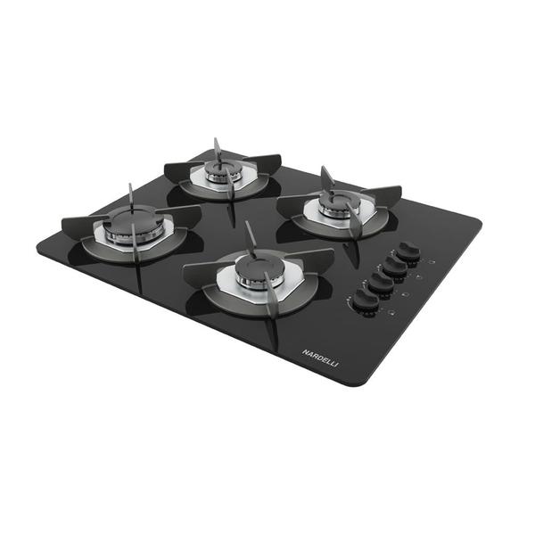 Imagem de Cooktop à Gás 4 Bocas Acendimento Automático Nardelli Preto/Inox Bivolt