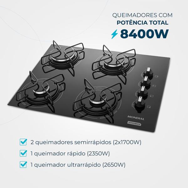 Imagem de Cooktop a Gás 4 Bocas Mondial CTG-01