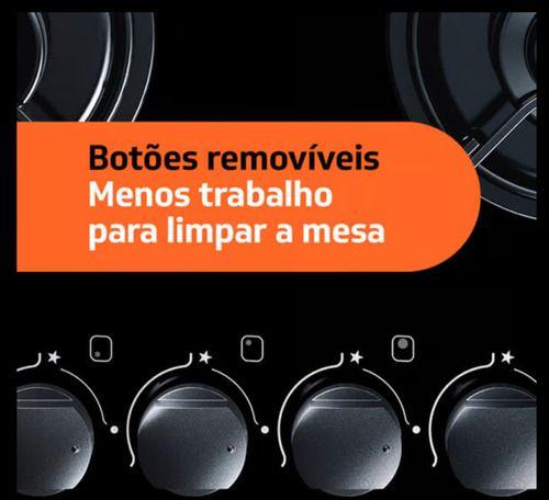 Imagem de Cooktop A Gás 5 Bocas Metal E Vidro 73x46x8.6cm - Brastemp